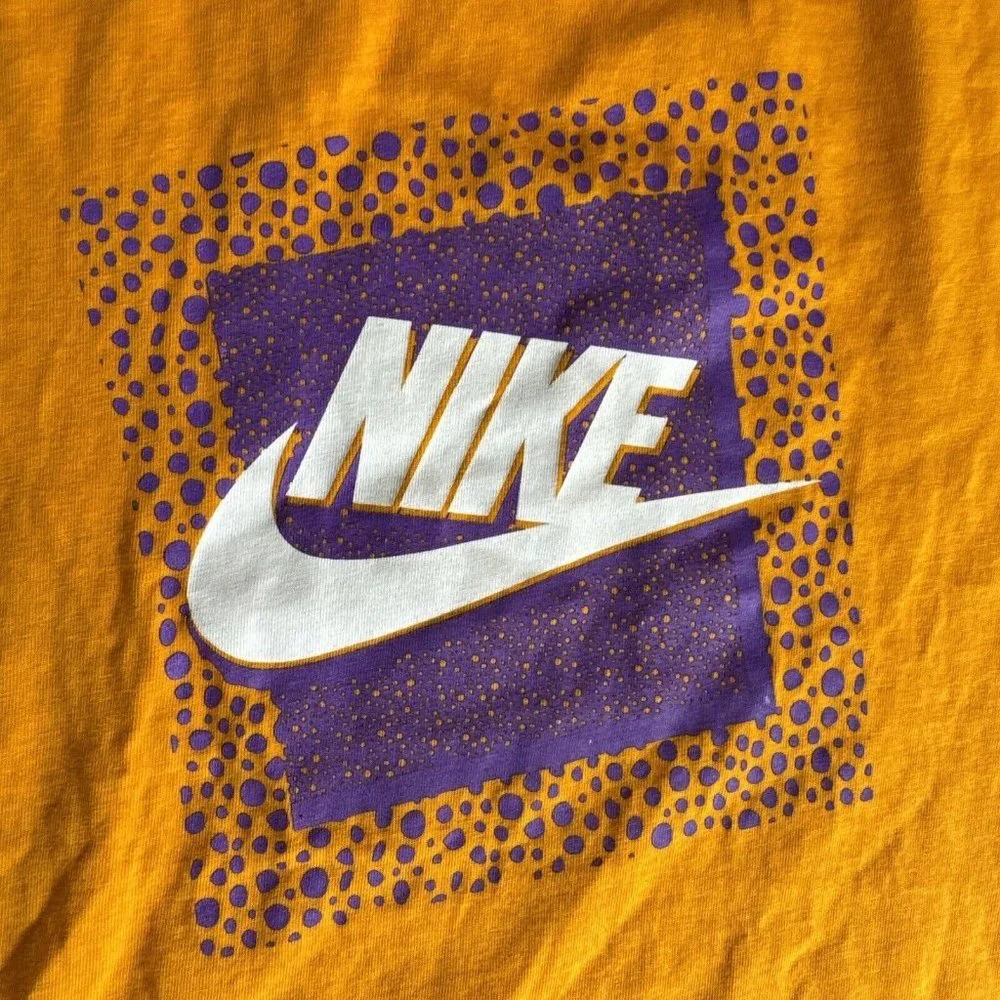 Vintage NIKE Orange Yellow Purple Lakers Shirt Men’s Size‎ Medium VTG